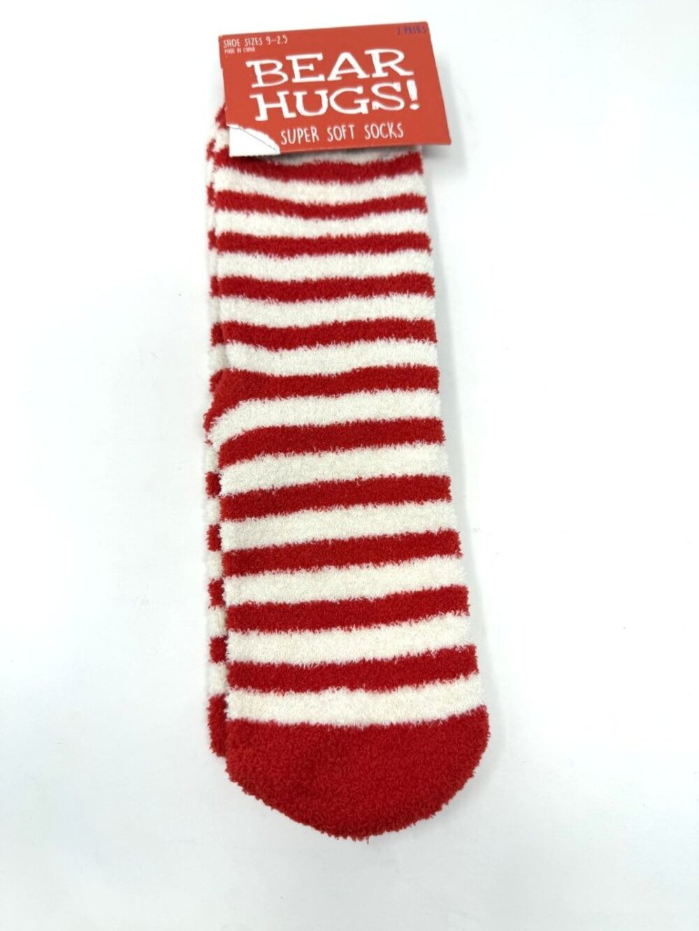 Target Kids Bear Hugs Super Soft Socks Red White Candy Cane Size 9-2.5 Holiday